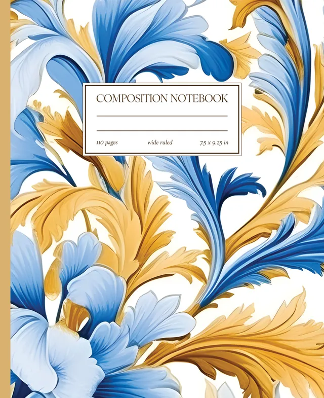 Blue & Gold Floral Composition Notebook