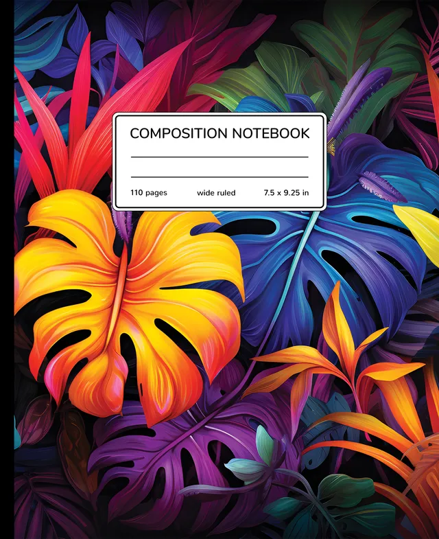 Neon Monstera Composition Notebook