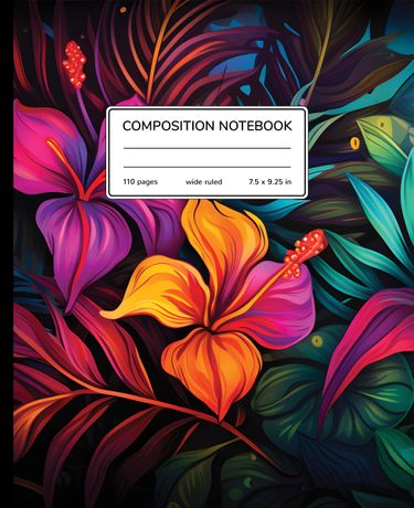 Neon Hibiscus Composition Notebook
