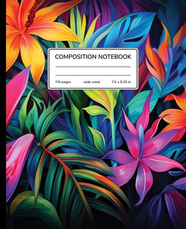 Neon Flowers Composition Notebook